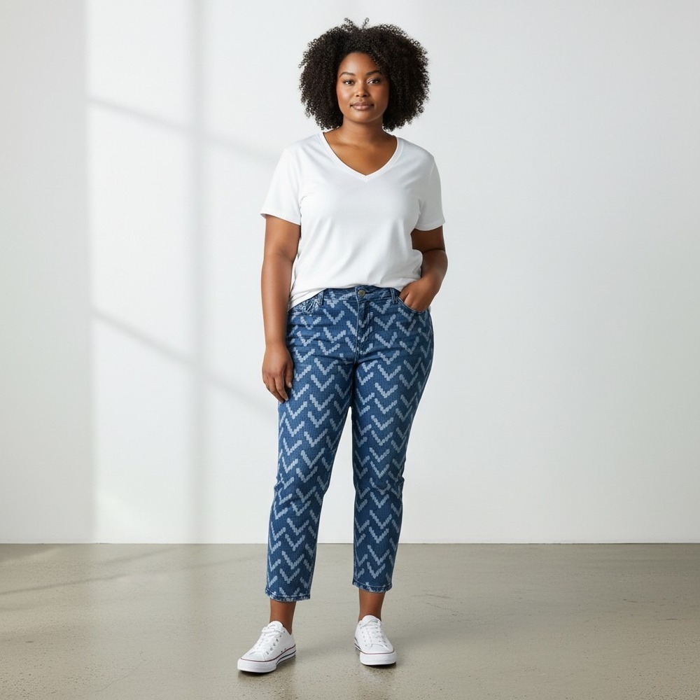 Torrid Womens Ikat Hills Sophia Skinny Capri Denim Jeans Size 22 Stretch NWT